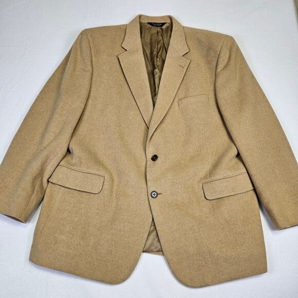 Jos A Bank Mens 100% Camel Hair Gordon Blazer Beige Sport Coat Jacket Wool 48R - Picture 1 of 16